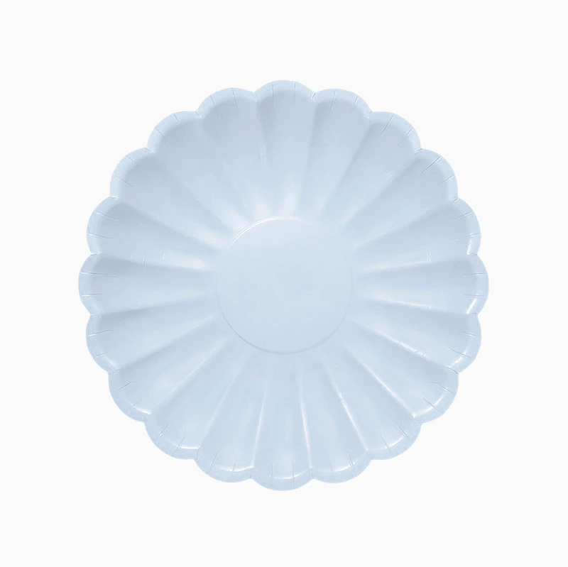 Prato plano de cartão em formato de flor Ø 23 cm Azul Pastel