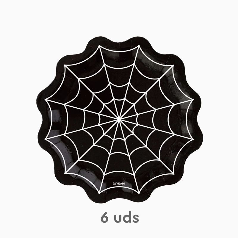 Plato Llano Cartón Telaraña 23.5 x 23.5 cm Halloween