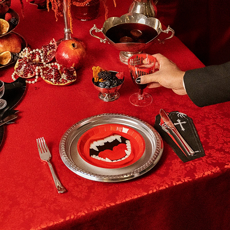 Redond Flachkarton Platte Vampir Dessert Ø17 cm Halloween