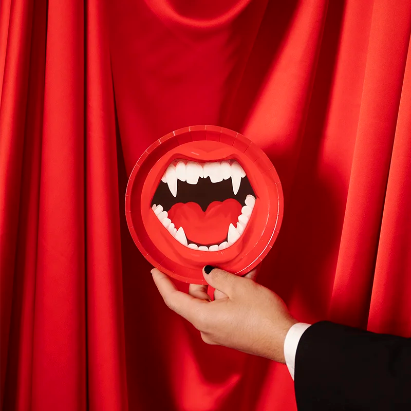 Redond Flachkarton Platte Vampir Dessert Ø17 cm Halloween