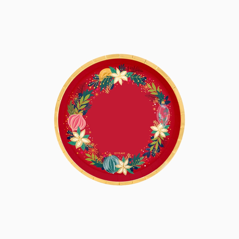 Plato Cartón Llano Postre Navidad Ø 17 cm Ornaments