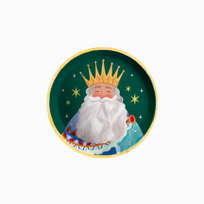 Plato Cartón Llano Redondo Postre Ø 17 cm Noche de Reyes Magos
