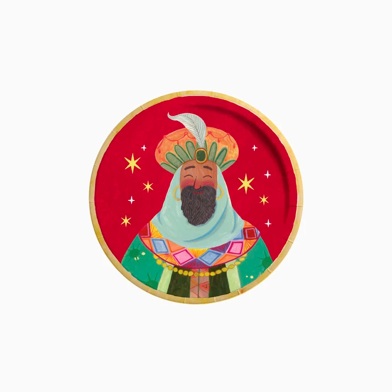 Plato Cartón Llano Redondo Postre Ø 17 cm Noche de Reyes Magos