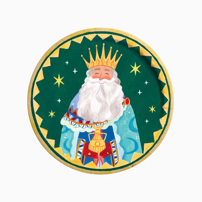 Plato Cartón Llano Redondo Ø 23 cm Noche de Reyes Magos
