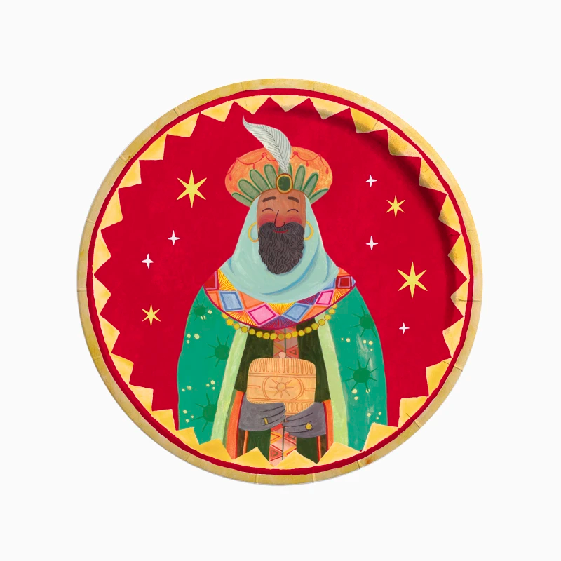 Plato Cartón Llano Redondo Ø 23 cm Noche de Reyes Magos