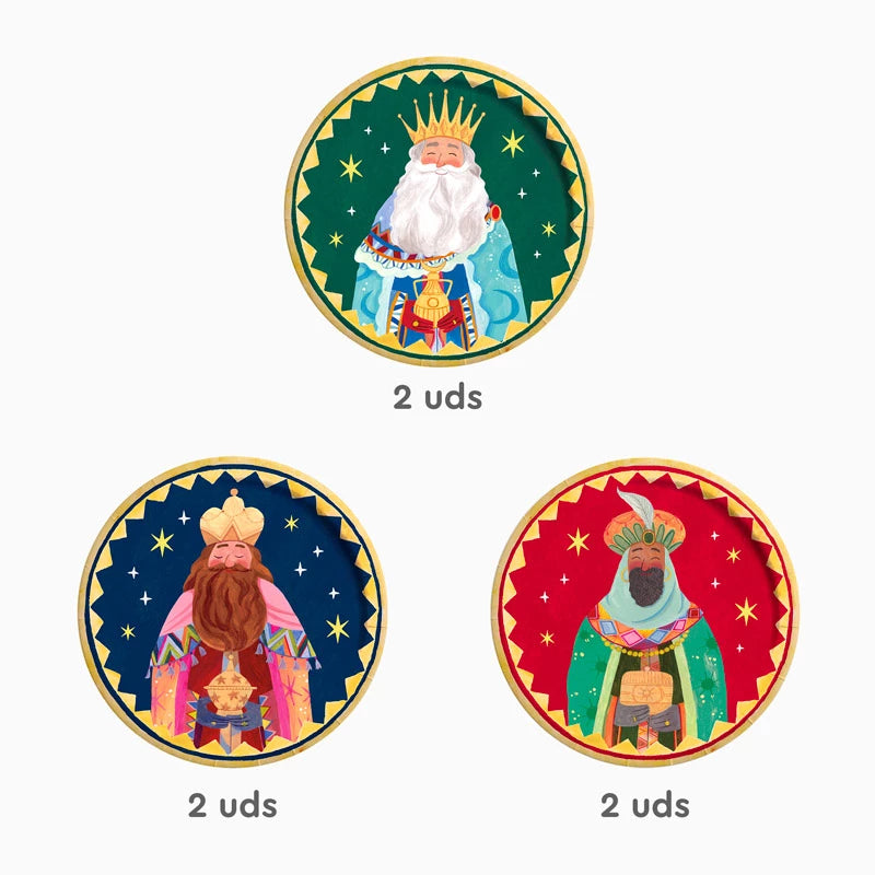 Plato Cartón Llano Redondo Ø 23 cm Noche de Reyes Magos