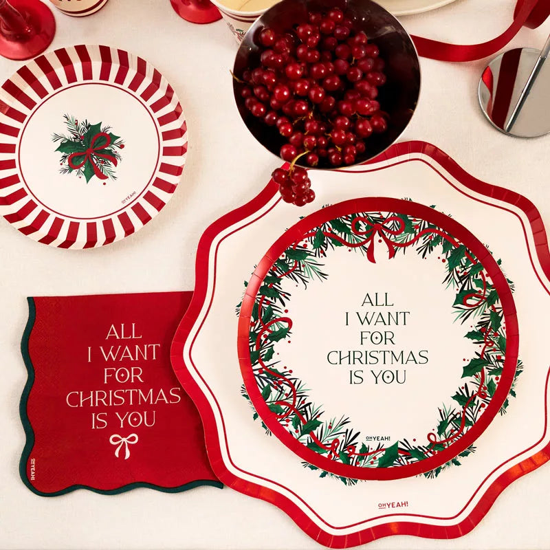 Bandeja Cartón Llano Redonda Ø 33 cm All I Want For Christmas