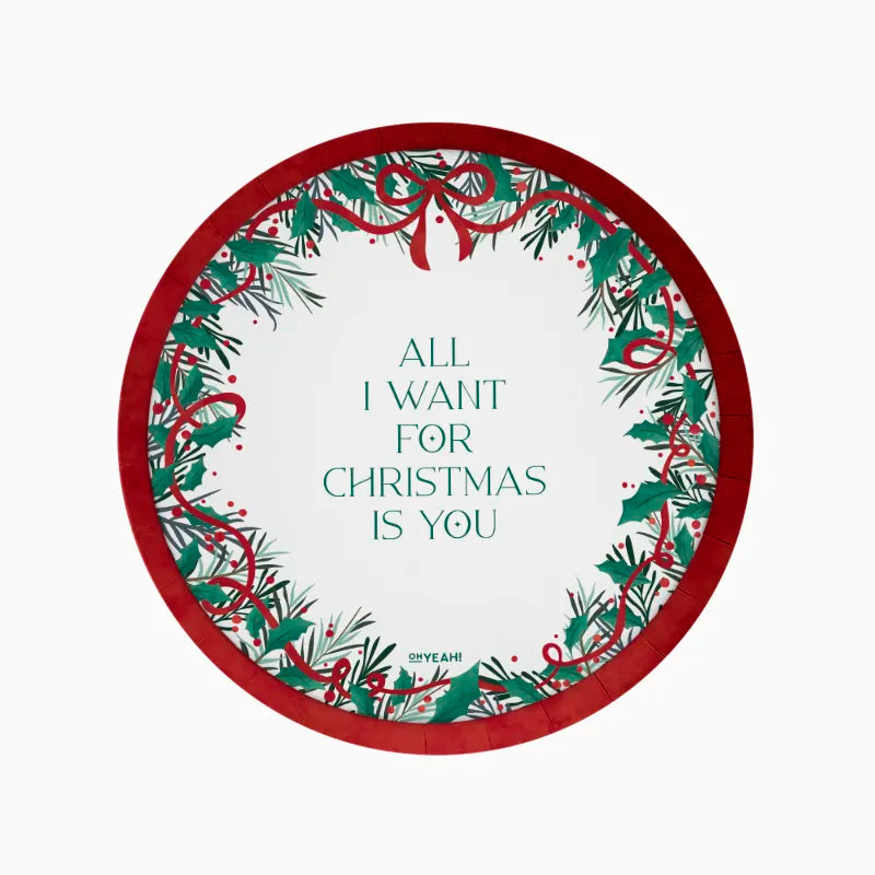 Plato Cartón Llano Navidad Ø 23 cm All I Want For Christmas