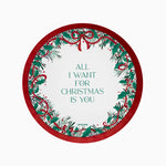 Plato Cartón Llano Navidad Ø 23 cm All I Want For Christmas