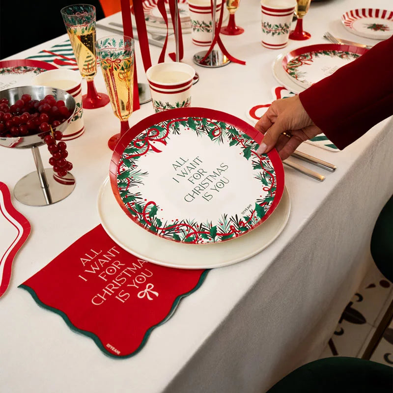Plato Cartón Llano Navidad Ø 23 cm All I Want For Christmas
