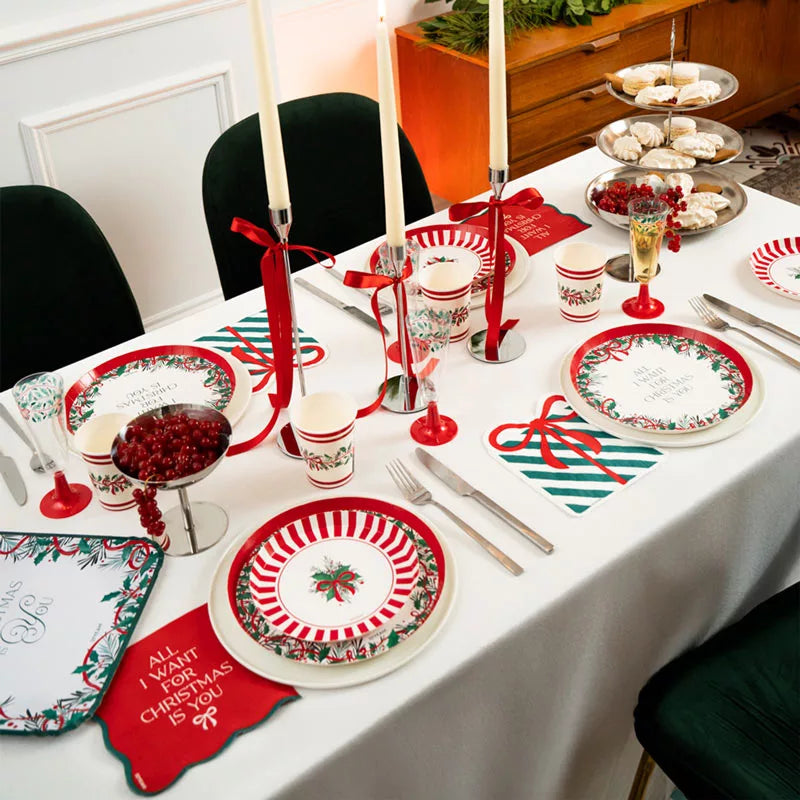 Kit Mesa Premium Navidad 12 Personas All I Want For Christmas 96 piezas