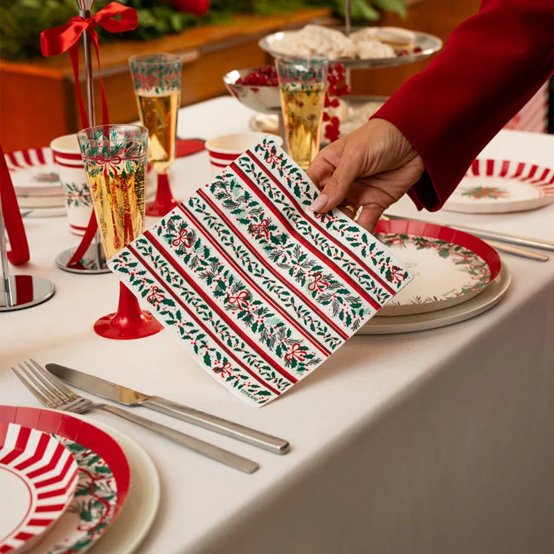 Servilleta Papel Doble Capa 33 x 33 cm Navidad Acebo