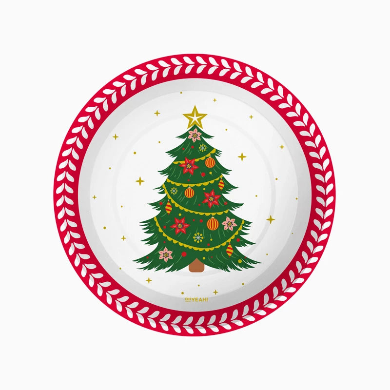Plato Cartón Llano Postre Navidad Ø 17 cm Abeto