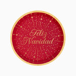 Plato Cartón Llano Navidad Ø 23 cm Feliz Navidad