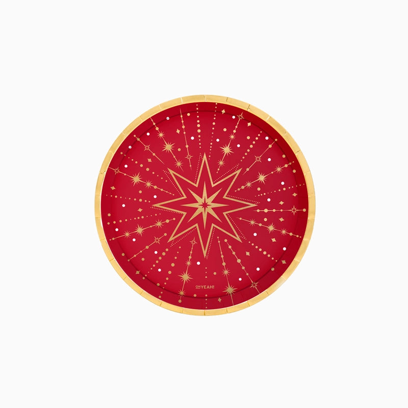 Plato Cartón Llano Postre Navidad Ø 17 cm Feliz Navidad