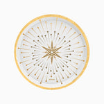 Plato Cartón Llano Redondo Navidad Ø 23 cm Blanco y Dorado