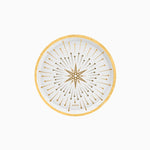 Plato Cartón Llano Redondo Postre Navidad Ø 17 cm Blanco y Dorado