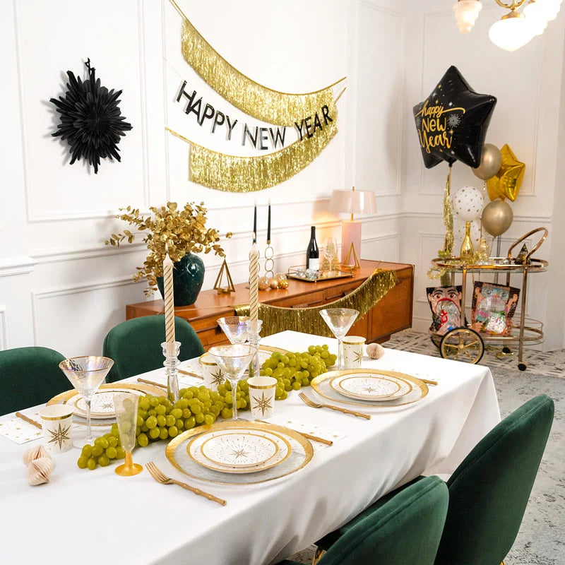 Sobremesa de papelão lisa redonda Ø17 ​​cm White Stell Gold