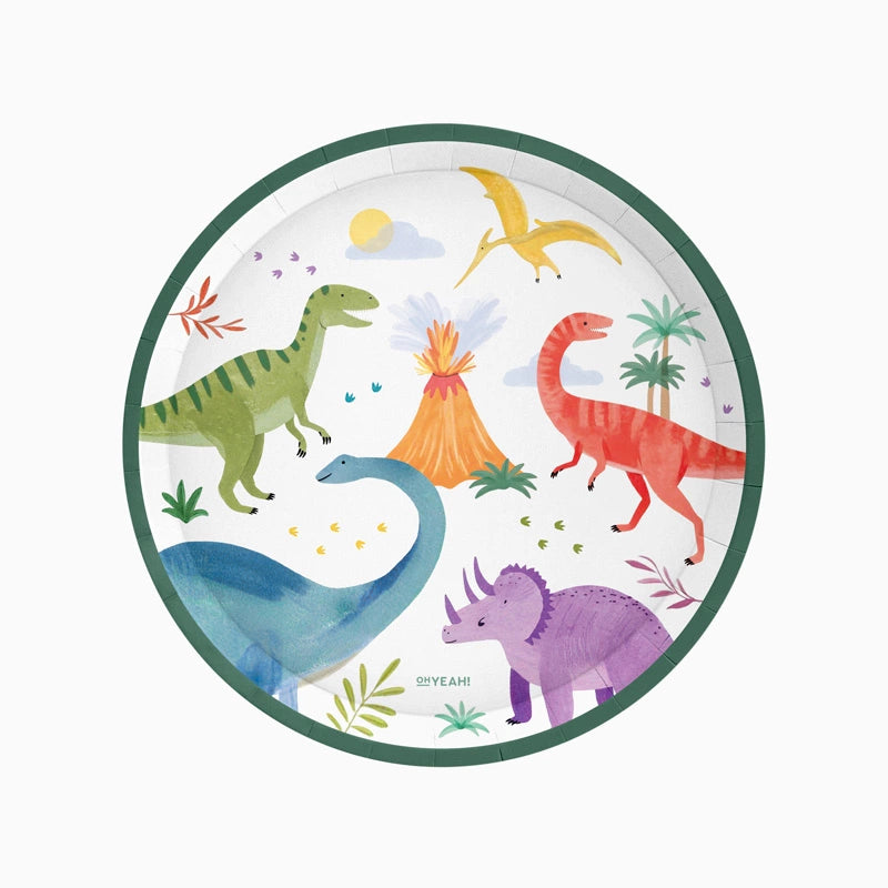 Plato Cartón Llano Dino Ø 23 cm