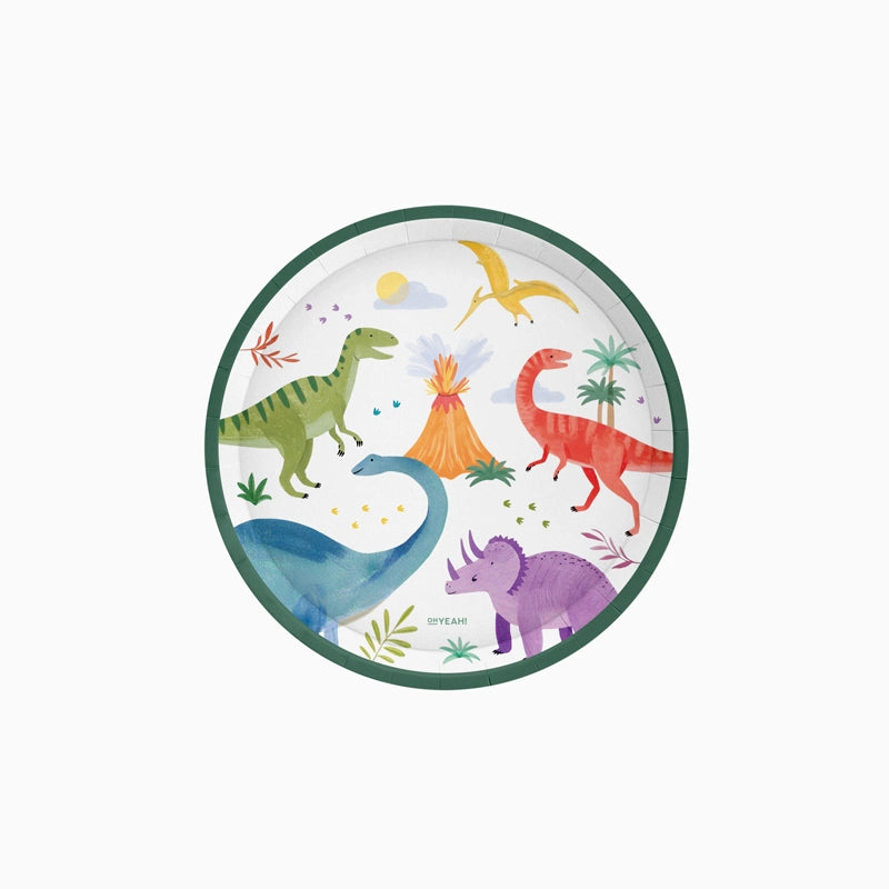Plato Cartón Llano Postre Dino Ø 17 cm