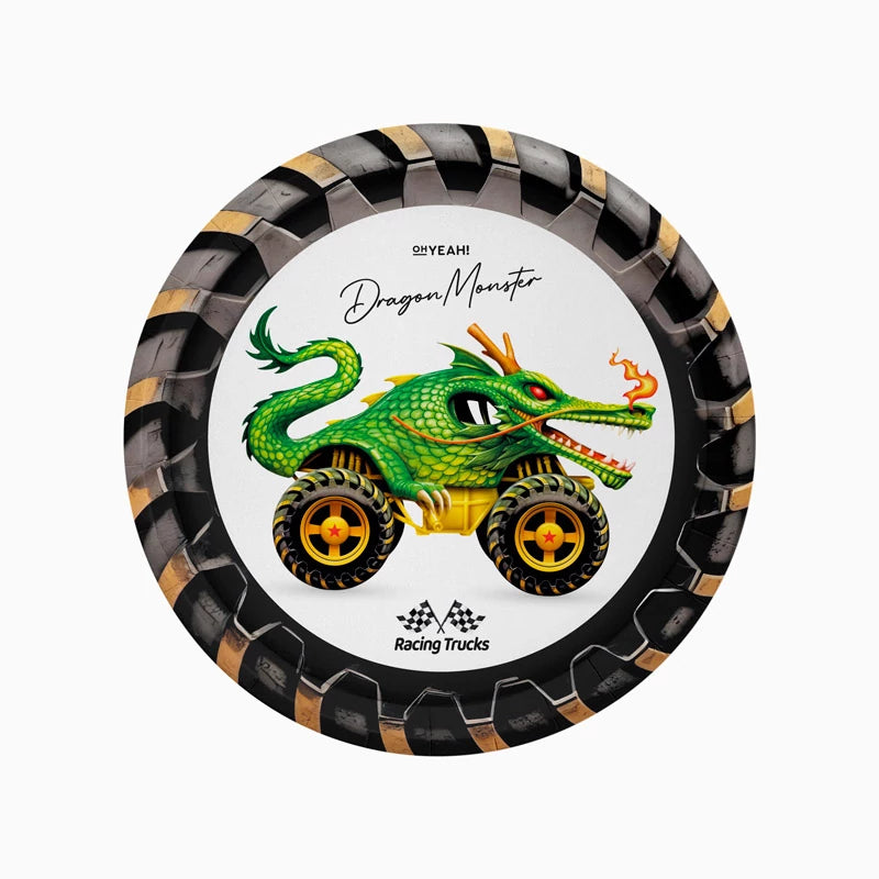 Piatto Piano in Cartone Ø 23 cm Mostro Drago