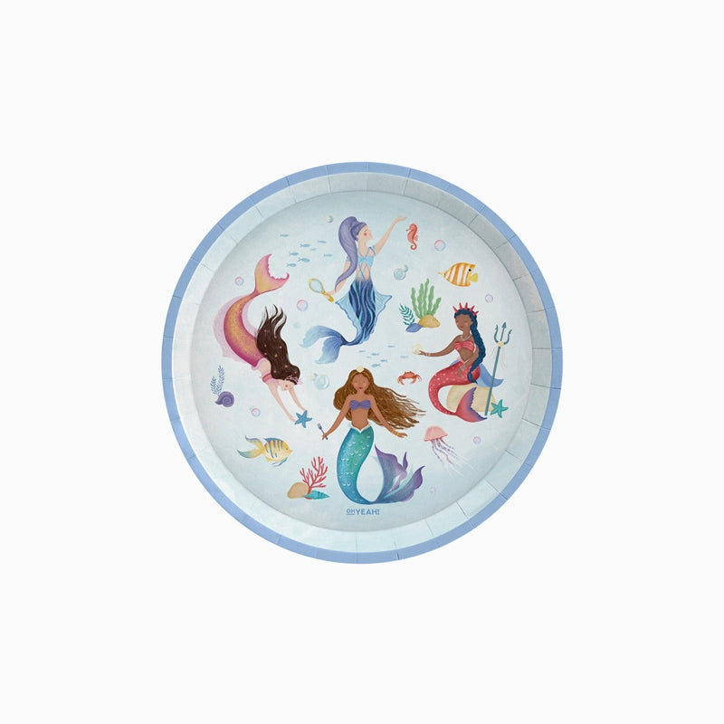 Mermaid Dessert Flat Cardboard Plate Ø 17 cm