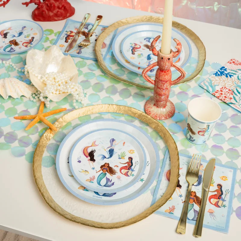 Mermaid Dessert Flat Cardboard Plate Ø 17 cm