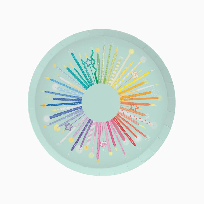Prato plano de papelão Ø 23 cm Velas de aniversário