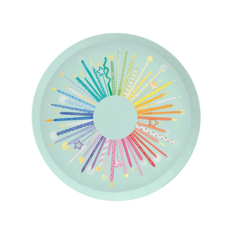 Flacher Pappteller Ø 23 cm Geburtstagskerzen