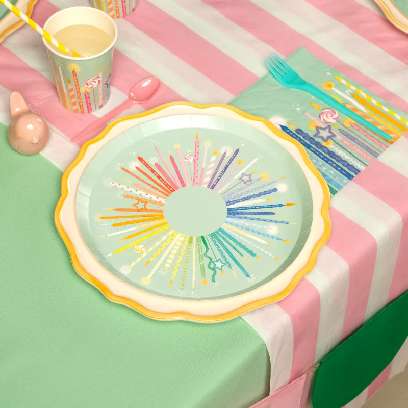 Assiette plate en carton Ø 23 cm Bougies d'anniversaire
