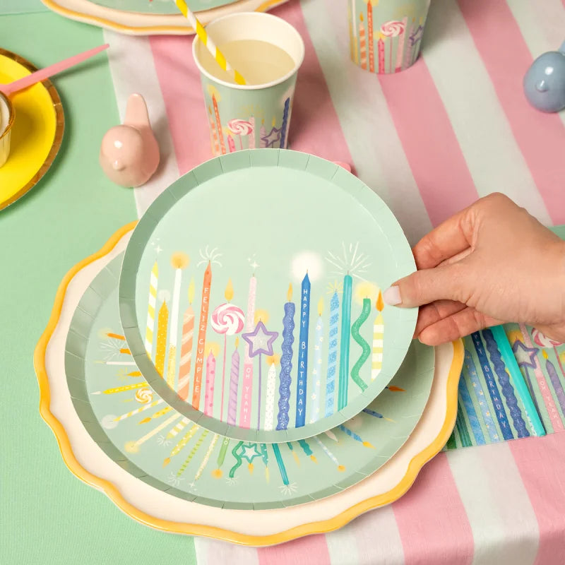 Prato de sobremesa plano de cartão Ø 18 cm Velas de aniversário
