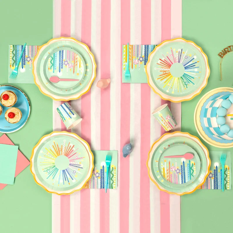 Kit Mesa Basic 6 Personas Cumple Velas 42 piezas