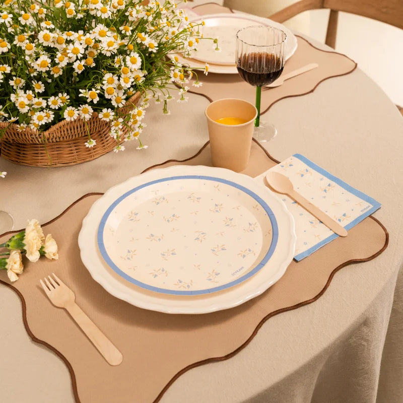 Inspiracion con Set de table en tissu ondulé 33 x 45 cm marron prénom personnalisé