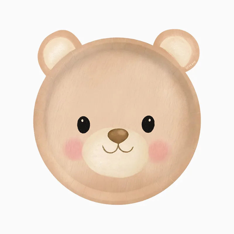 Plato Cartón Llano 20.5 x 22 cm Baby Osito Azul