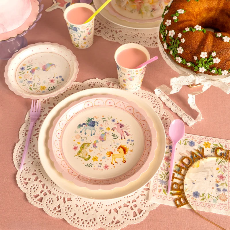 Inspiracion con Plato Cartón Llano Ø 23 cm Unicornios Mágicos