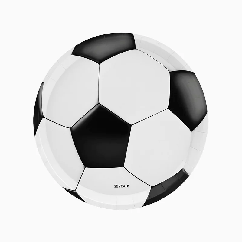 Plato Cartón Llano Redondo Ø 23 cm Fútbol