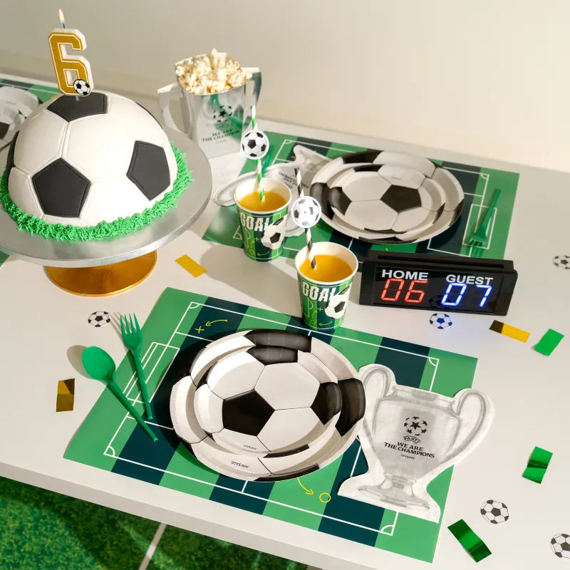 Inspiracion con Kit Mesa Premium 12 personas Fútbol 97 piezas