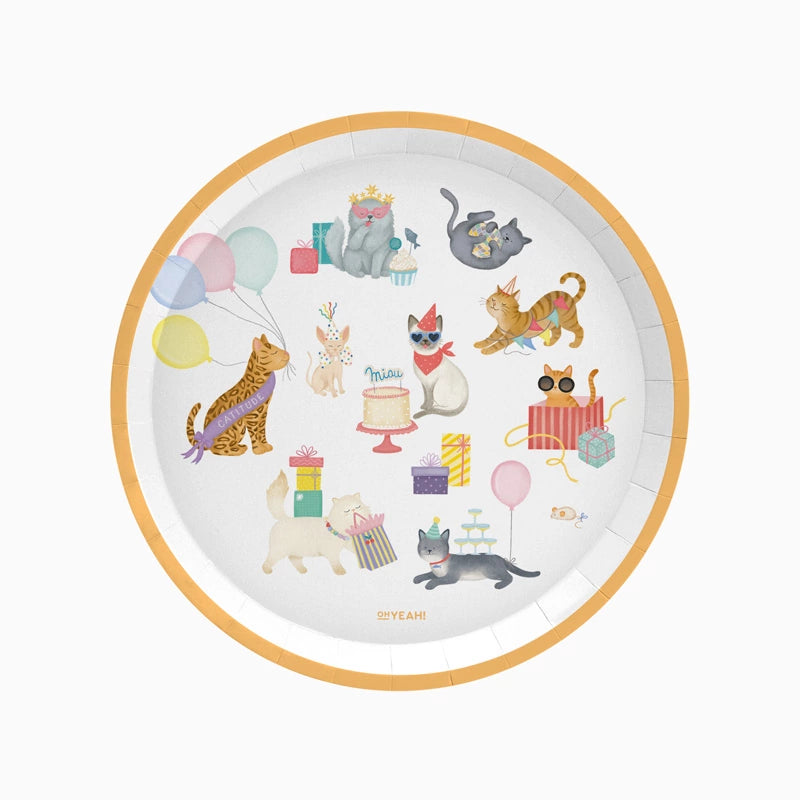 Prato plano de papelão Ø 23 cm Gatinhos