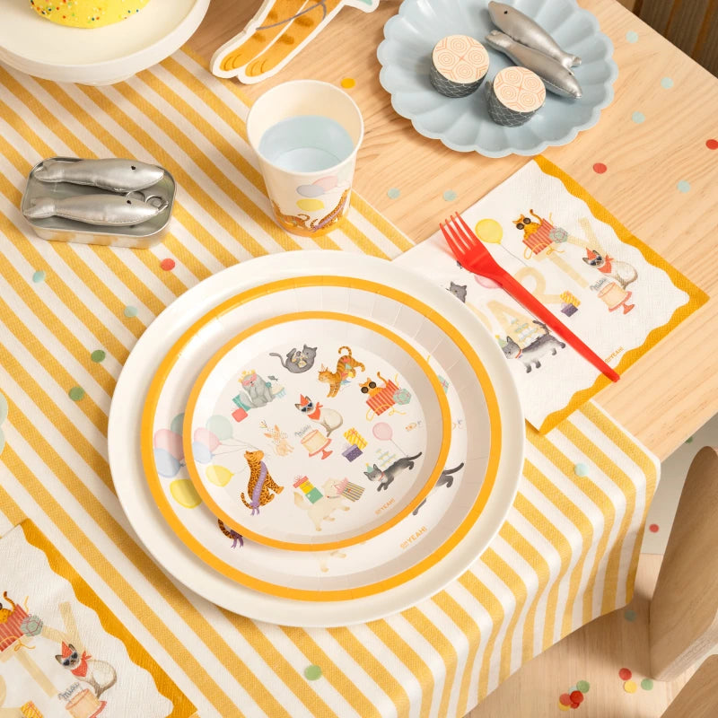 Plato Cartón Llano Postre Ø 17 cm Gatitos