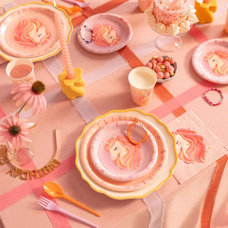 Inspiracion con Kit Mesa Basic 6 Personas Unicornio Baby Rosa 42 piezas