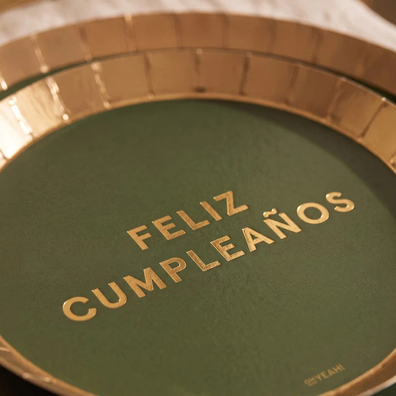 Inspiracion con Piatto Piano in Cartoncino Ø 23 cm Colore Happy Birthday