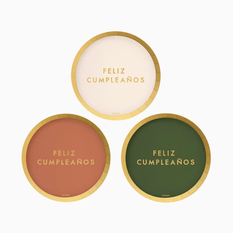 Piatto Dessert Cartoncino Ø 18 cm Colore Happy Birthday