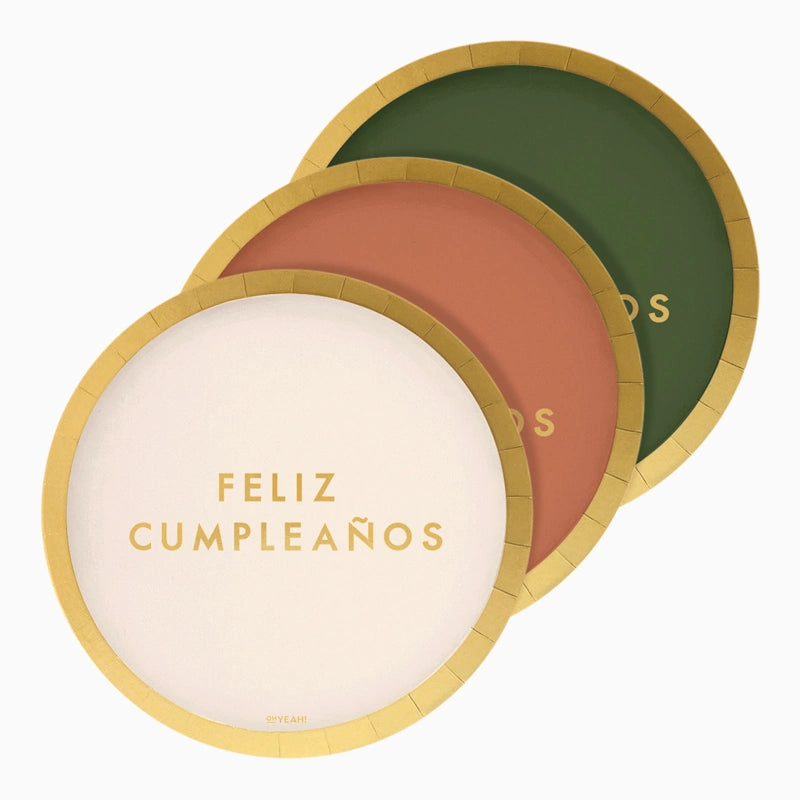 Piatto Dessert Cartoncino Ø 18 cm Colore Happy Birthday