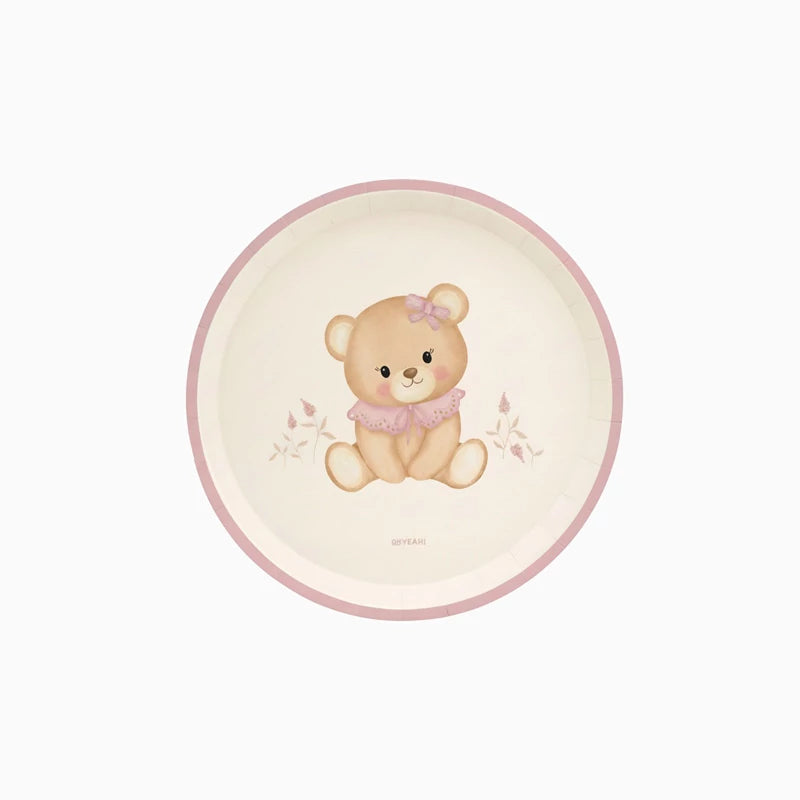 Piatto Dessert in Cartone Ø 17 cm Orsetto Rosa Baby