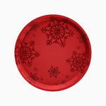 Plato Cartón Llano Navidad Ø 23 cm Copo de Nieve Rojo Glitter