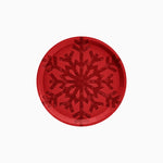 Plato Cartón Llano Postre Navidad Ø 17 cm Copo de Nieve Rojo Glitter