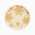 Plato Cartón Llano Navidad Ø 23 cm Copo de Nieve Oro Glitter