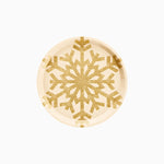 Plato Cartón Llano Postre Navidad Ø 17 cm Copo de Nieve Oro Glitter