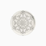 Plato Cartón Llano Postre Navidad Ø 17 cm Copo de Nieve Plata Glitter