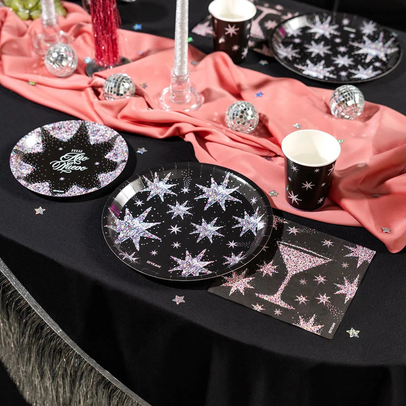 Kit Mesa Basic Navidad 6 Personas Estrellas de Nochevieja 48 piezas